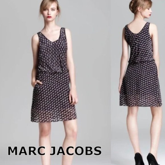 Marc by Marc Jacobs Graphic-Patterned Velvet Devore Dress Size 8 - Picture 1 of 6